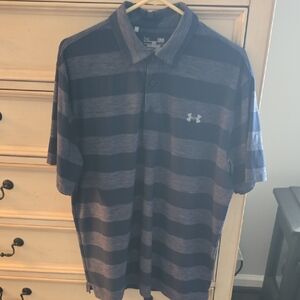 Under Armour Navy and Gray Striped Polo Shirt